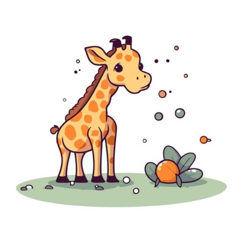 Cute cartoon giraffe. Vector illustration on a white background.