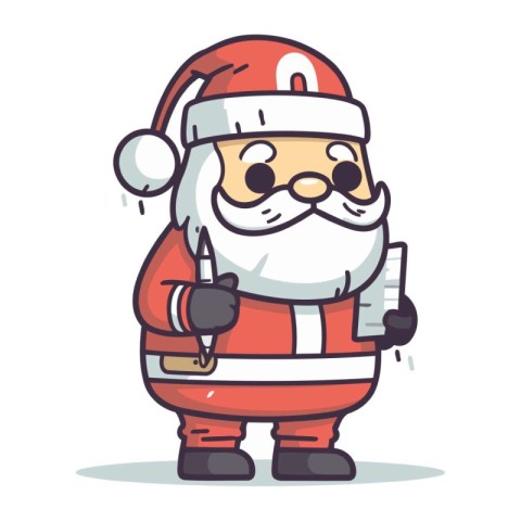 Santa Claus holding a clipboard and making thumbs up. Vector ill