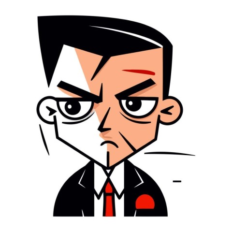 Angry face of a businessman in a suit and tie. Vector illustrati