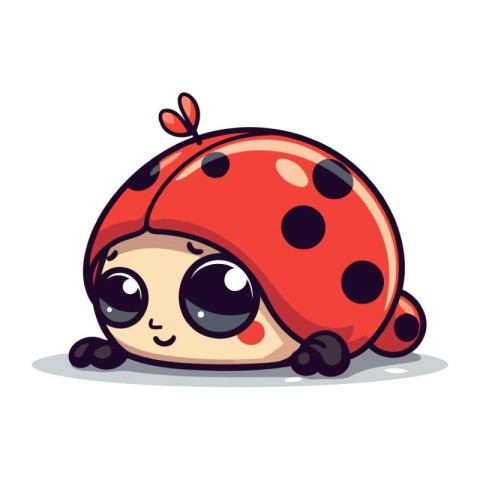 Cute cartoon ladybug isolated on white background. Vector illust