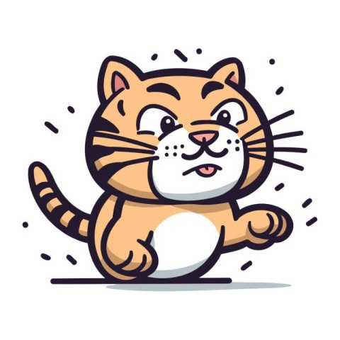 Cute cartoon cat. Vector illustration isolated on a white backgr