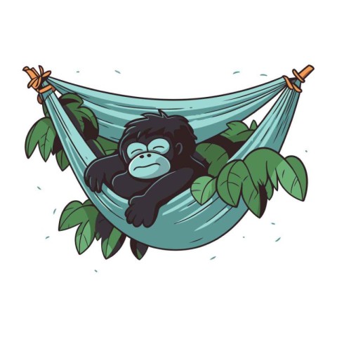 Cartoon monkey in hammock. Vector illustration isolated on white