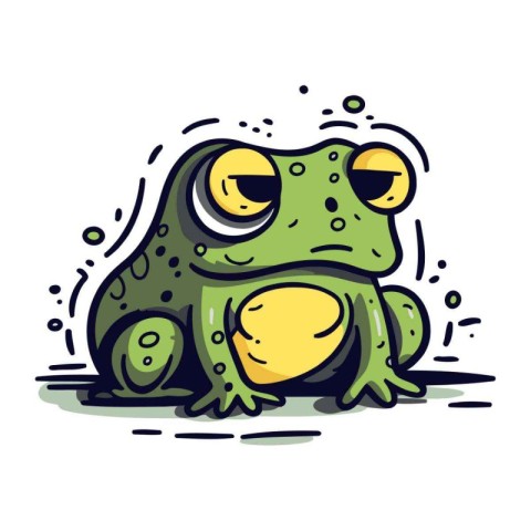 Cute cartoon frog. Vector illustration. Isolated on white backgr