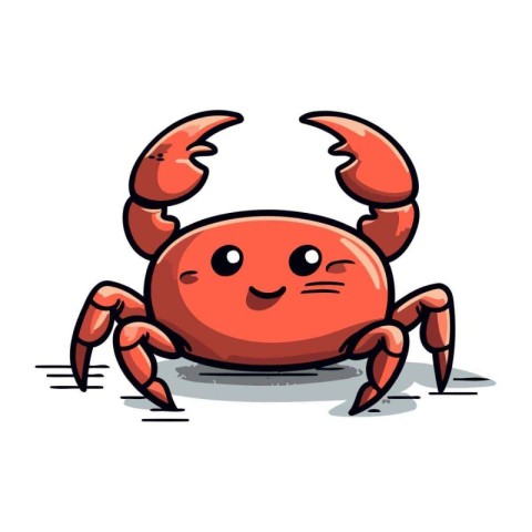 Cute cartoon crab character. Vector illustration isolated on whi