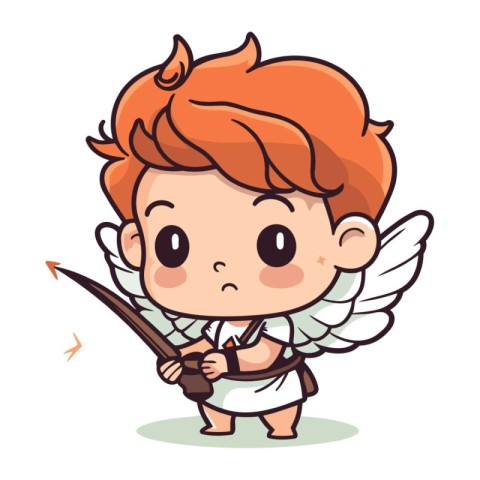 Cupid boy with bow and arrow. Cute cartoon vector illustration.