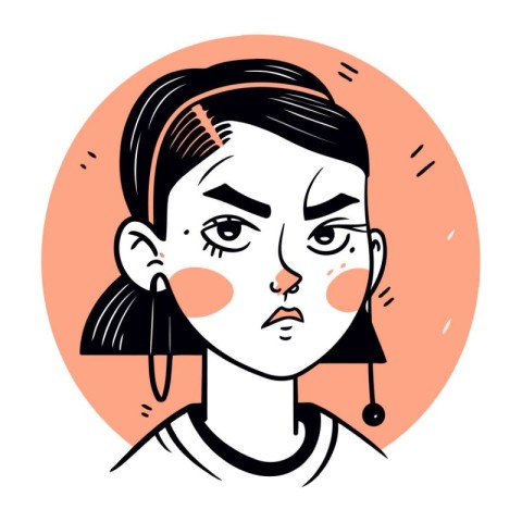 Portrait of a sad woman. Vector illustration in cartoon style.