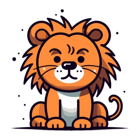 Cute cartoon lion. Vector illustration isolated on a white backg