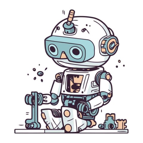 Cartoon robot. Vector illustration of a cute robot. Cartoon robo