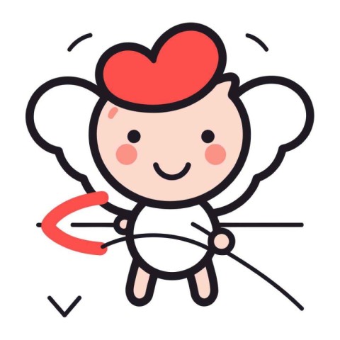 Cupid with a bow and arrow. Vector illustration in cartoon style