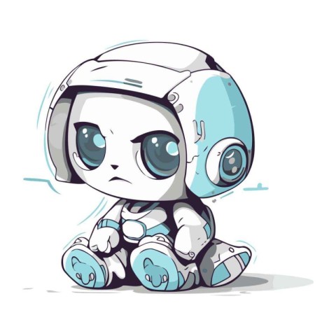 Cute little robot. Vector illustration. Isolated on white backgr