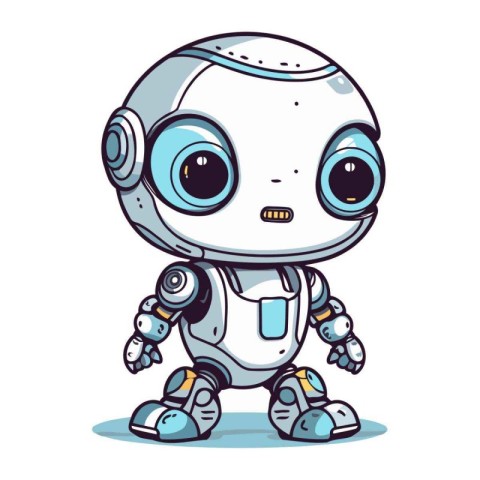 Cute little robot. Isolated on white background. Vector illustra