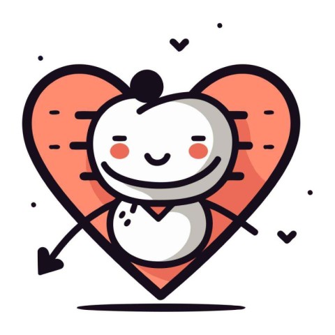 Cute cartoon heart character in love. Vector illustration for Va