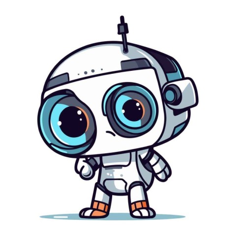 Cute cartoon robot. Vector illustration of a little robot with e