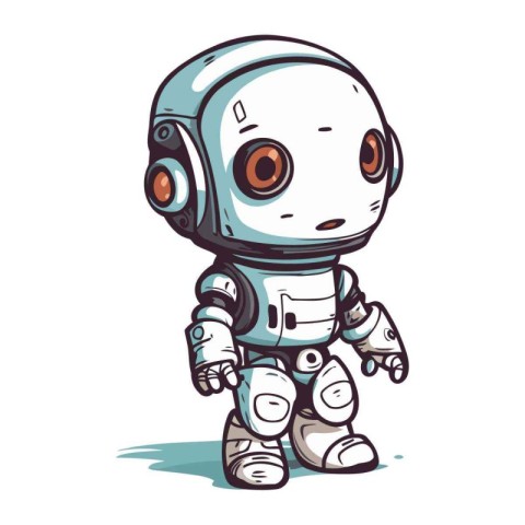 Cute cartoon robot. Vector illustration isolated on a white back