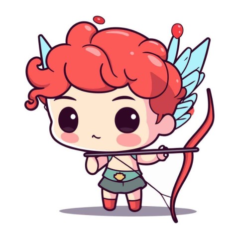 Cupid cartoon character design. Cute cupid with bow and arrow