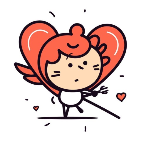 Cute cartoon valentines day cupid. Vector illustration