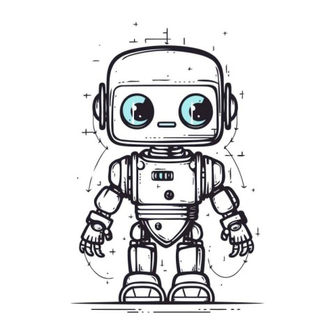 Cute cartoon robot. Vector illustration isolated on a white back