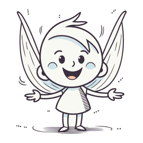 Cute Cartoon Angel Character. Vector Illustration Isolated On Wh