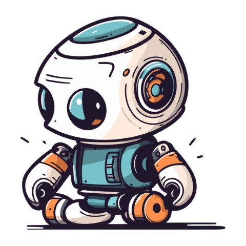 Cute cartoon robot. Vector illustration of a little robot. Cute