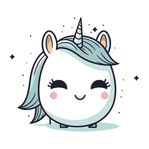 Cute cartoon unicorn. Vector illustration. Isolated on white bac