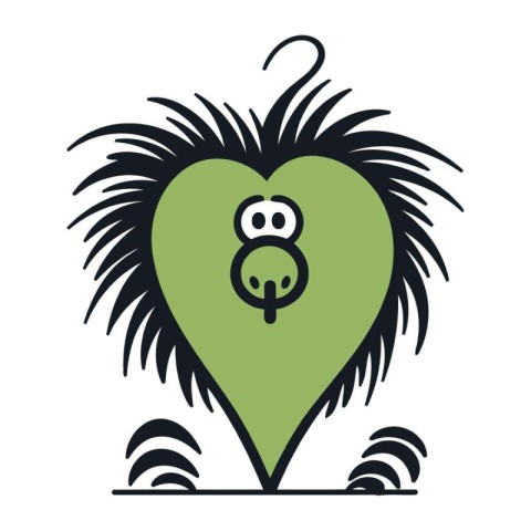 Illustration of a green heart with an owl in the center.