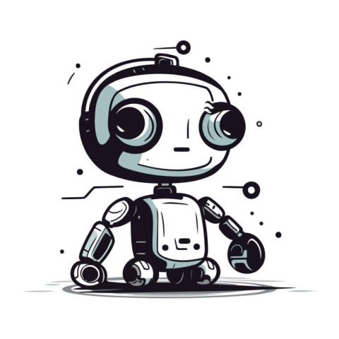 Vector illustration of a cute robot. Isolated on white backgroun