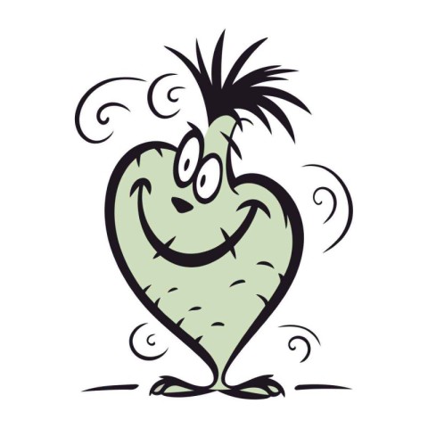 Vector illustration of a heart with a funny face. Isolated on wh