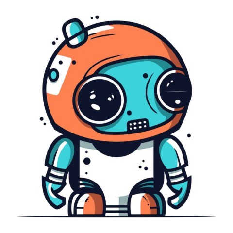 Cute cartoon robot. Vector illustration isolated on a white back