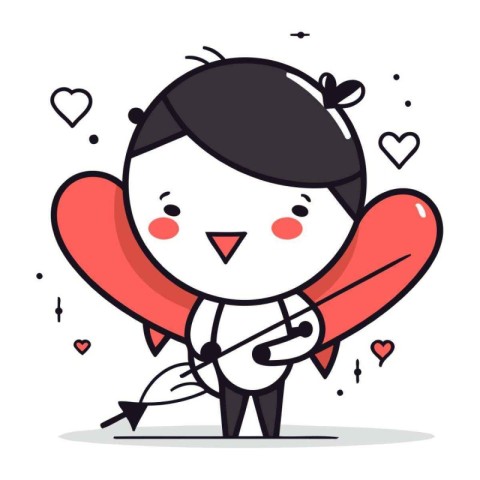 Cute cupid with arrow. Valentines day vector illustration.