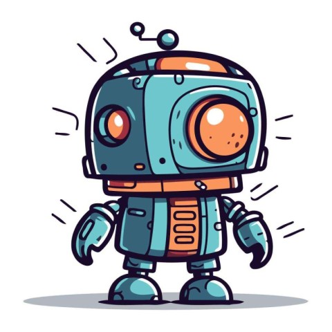 Cartoon robot. Vector illustration of a cute cartoon robot chara