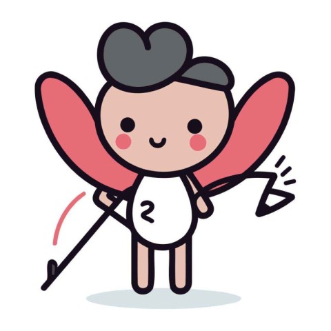 Cupid with bow and arrow. Cartoon style. Vector illustration.