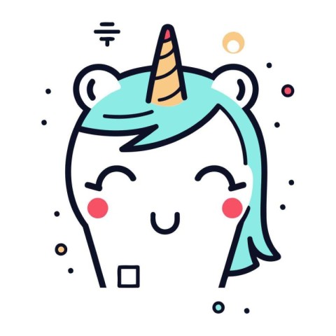 Cute unicorn vector illustration. Cute unicorn vector line icon.