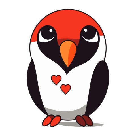 Penguin with heart. Vector illustration isolated on white backgr