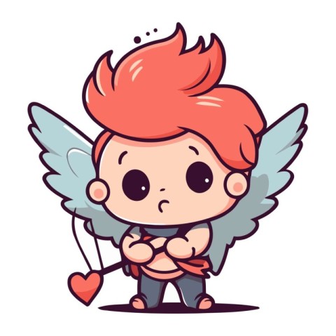 Cupid boy with bow and arrow cartoon vector illustration graphic