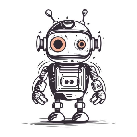 Vector illustration of a cute robot. Isolated on white backgroun