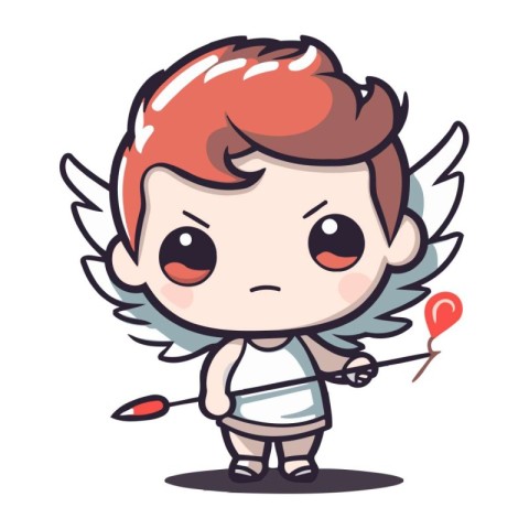 Cupid boy cartoon character with bow and arrow vector illusratio