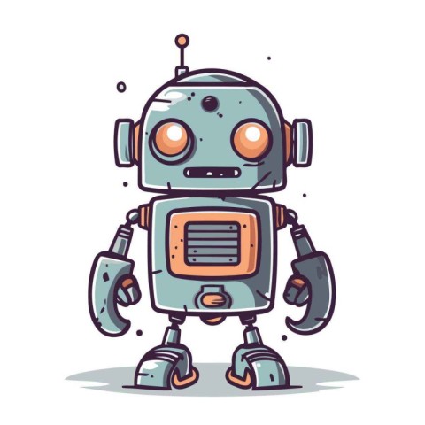 Cute robot cartoon character vector illustration. Cute little ro