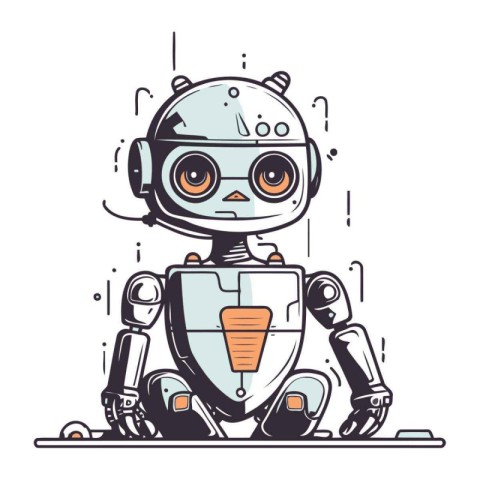 Cute robot. Vector illustration. Isolated on white background.