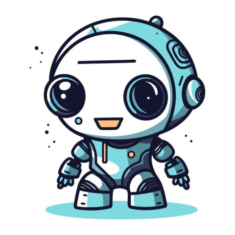 Cute little robot. Vector illustration. Isolated on white backgr