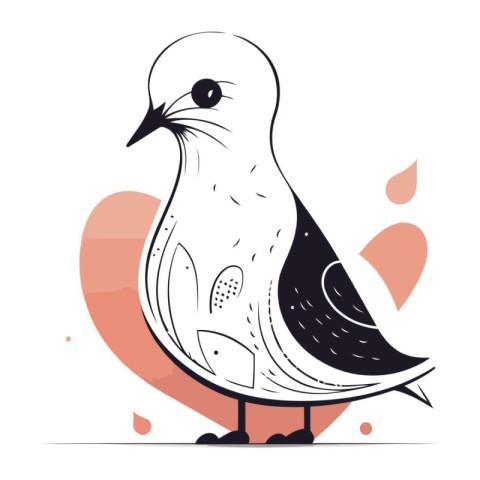 Pigeon on a white background. Vector illustration in flat style.