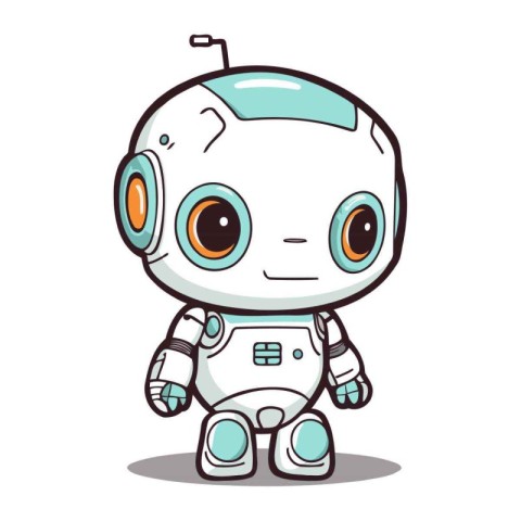 Cute robot character cartoon style vector illustration isolated