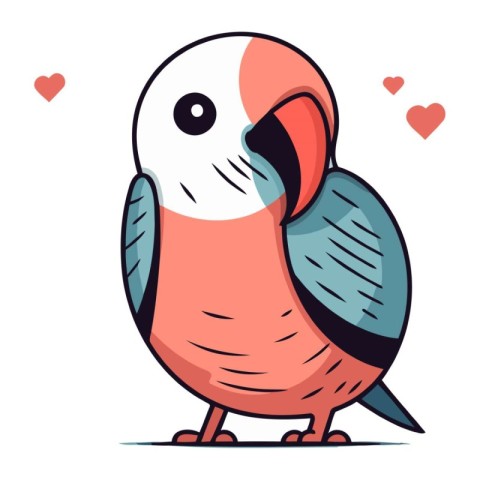 Cute cartoon parrot. Vector illustration on a white background.