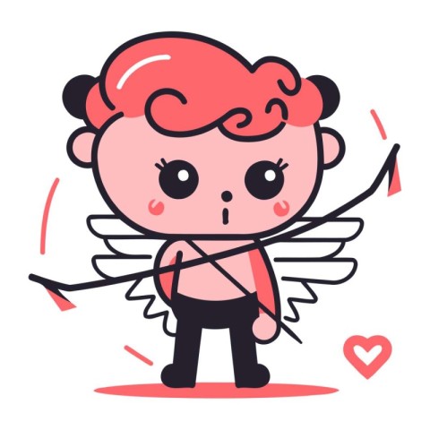 Cupid with bow and arrow. Vector illustration in cartoon style.