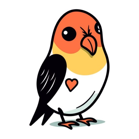 Illustration of a cute little bird on a white background. Vector