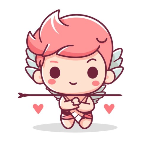 Cupid character design. Cute cupid with bow and arrow vector ill