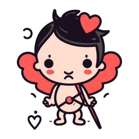 Cupid Cartoon Vector Illustration. Cute Cupid Vector Illustratio