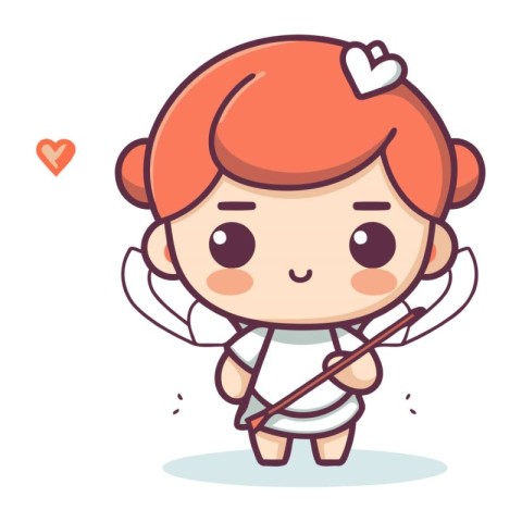 Cupid with bow and arrow. Cute cartoon vector illustration.