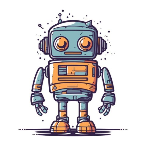 Cute cartoon robot. Vector illustration of a little robot charac