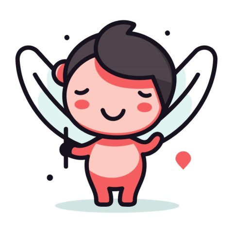 Cute cupid with wings. Vector illustration in cartoon style.