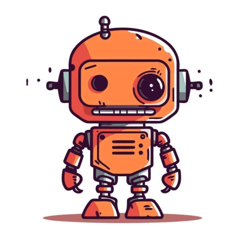 Cute cartoon robot. Vector illustration. Isolated on white backg